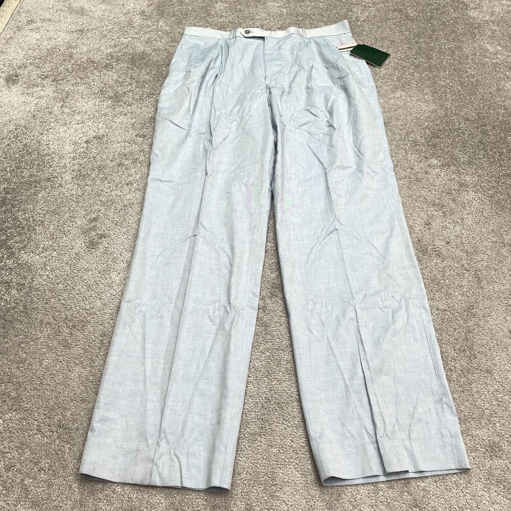 Club Room Vintage 80's Dress Pants Mens 36x34 Light Blue Cotton Trousers NWD